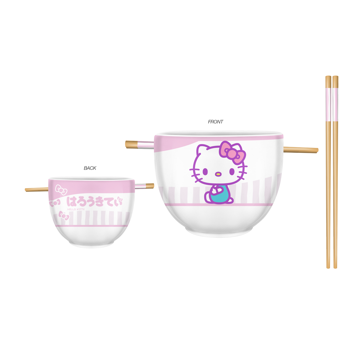 Hello Kitty Tokyo Pink Stripes 20oz Ceramic Ramen Bowl