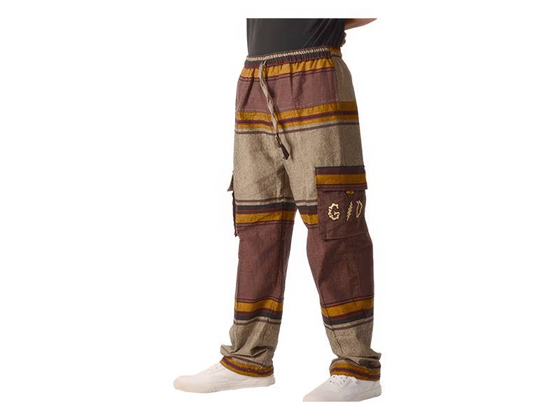 Grateful Dead Bolt And Bones Hand Embroidered Pants