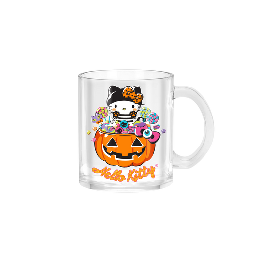 Hello Kitty Neon Halloween Pumpkin Candy 17.5oz Glass Coffee