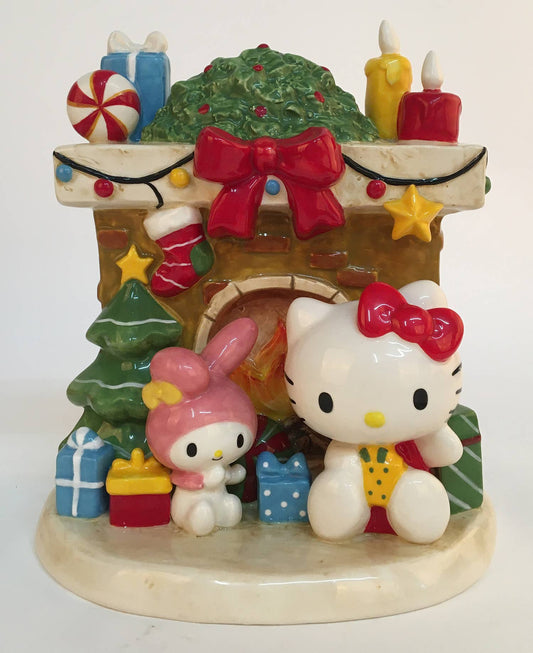 Hello Kitty and My Melody Holiday Fireplace Figurine