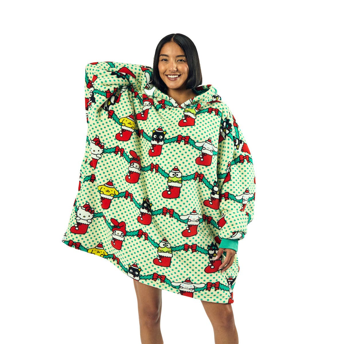 Hello Kitty & Friends Holiday Stockings Hoodie Blanket