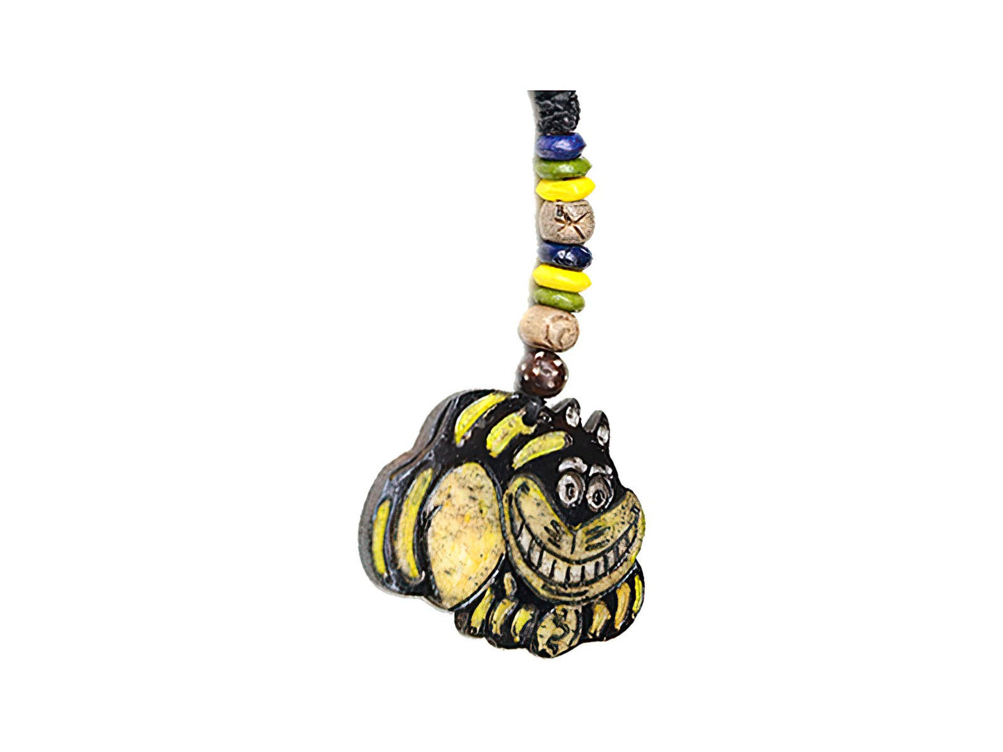 Cheshire Cat Colored Bone Bead Keychain