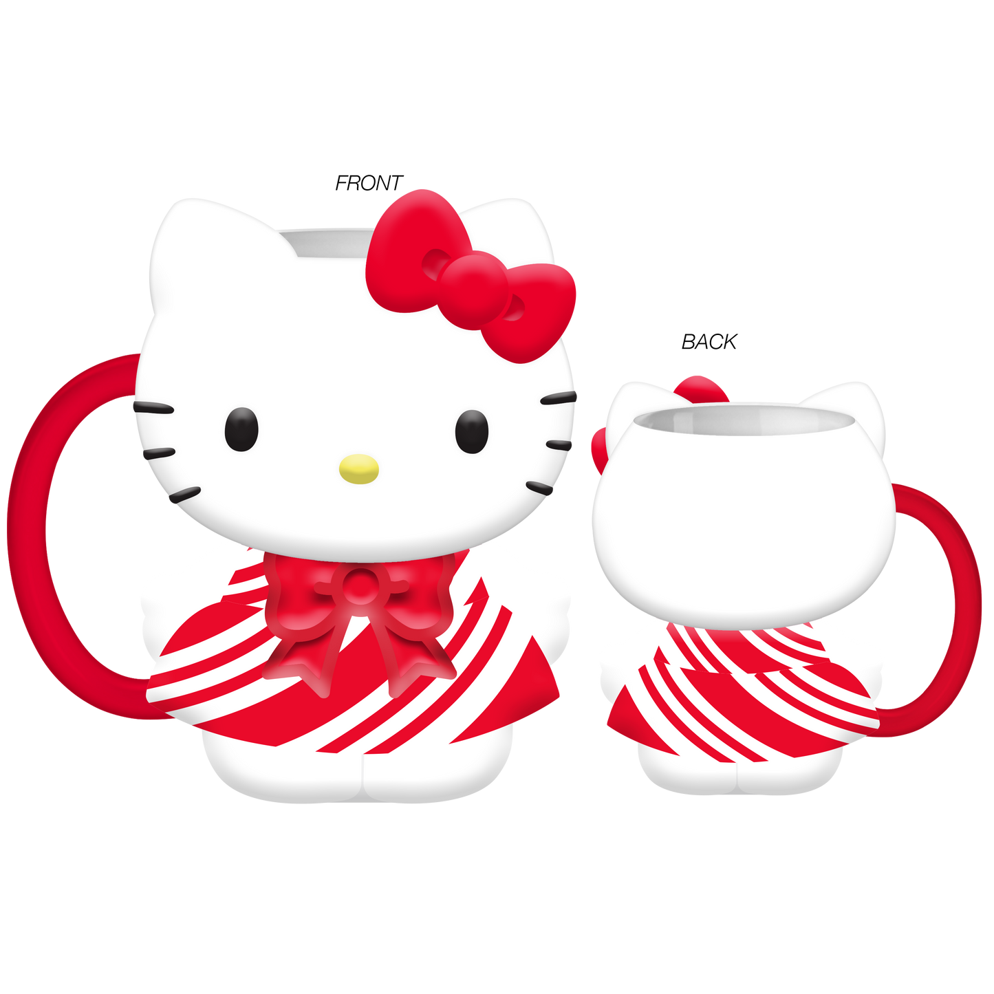 Hello Kitty Holiday Candy Cane Dress Ceramic 3D Sculpted Mug