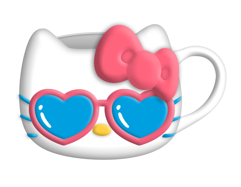 Hello Kitty Heart Shades Face Ceramic 3D Sculpted Mug