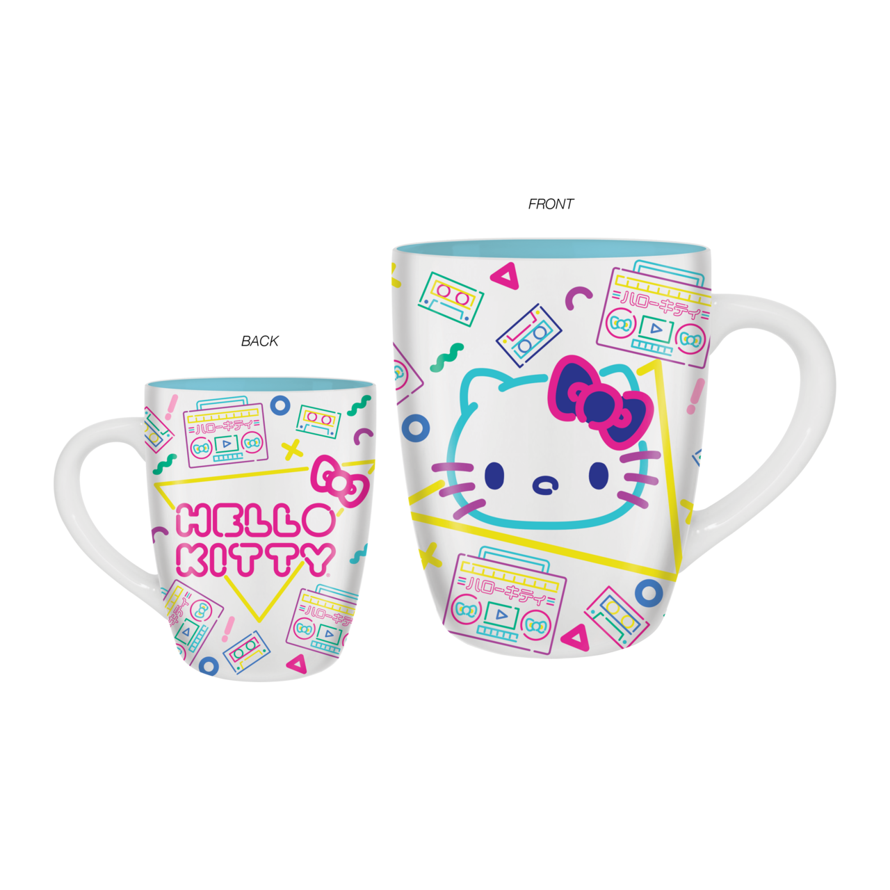 Hello Kitty Boom Box w/Icons Neon Toss 25oz Jumbo Curved Mug