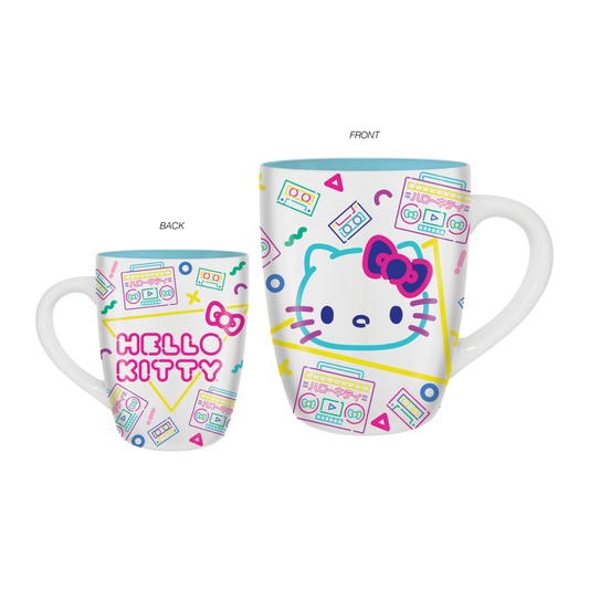 Hello Kitty Boom Box w/Icons Neon Toss 25oz Jumbo Curved Mug