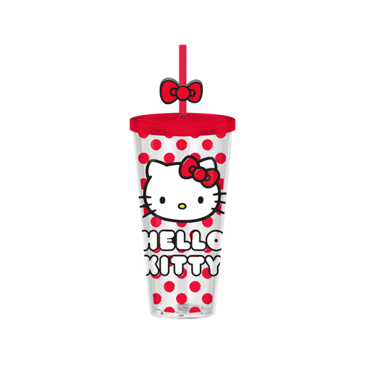 Hello Kitty Face & Dots Red 24oz Plastic Cold Cup