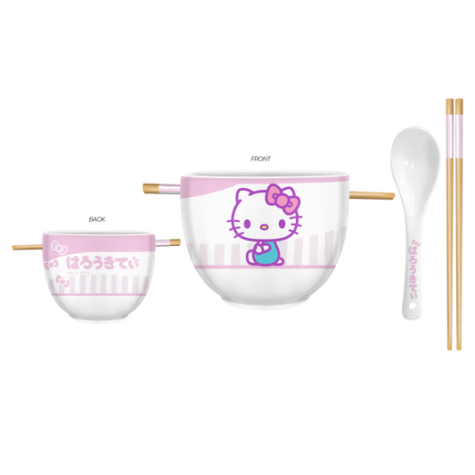 Hello Kitty Tokyo Pink Stripes 20oz Ceramic Ramen Bowl