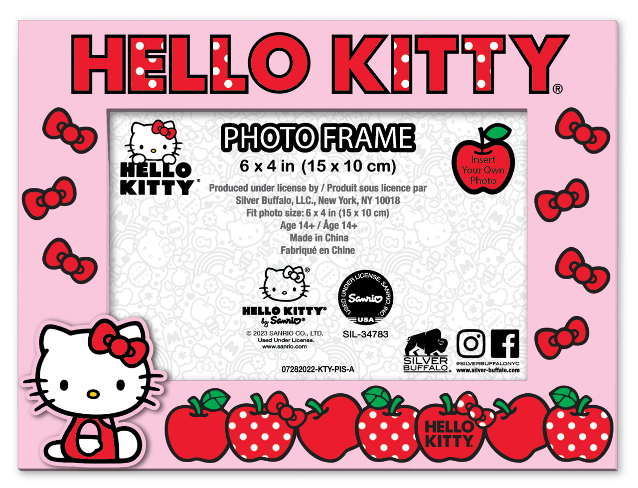 Hello Kitty Apples and Daisies 4" x 6" 3D MDF Photo Frame