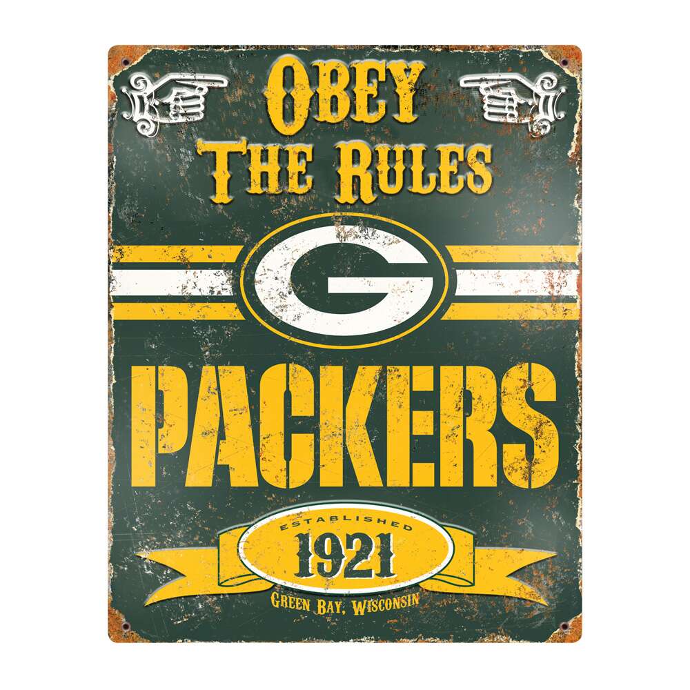 Green Bay Packers Embossed Metal Sign