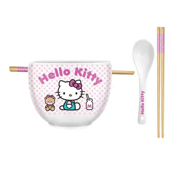 Hello Kitty Bear Milk Bottle Dots 20oz Ceramic Ramen Bowl