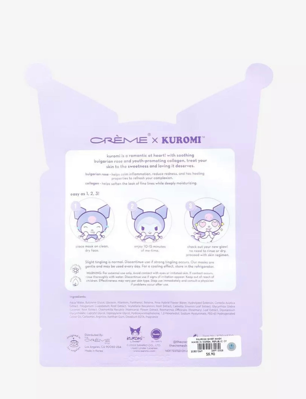 The crème x Kuromi Sheet mask