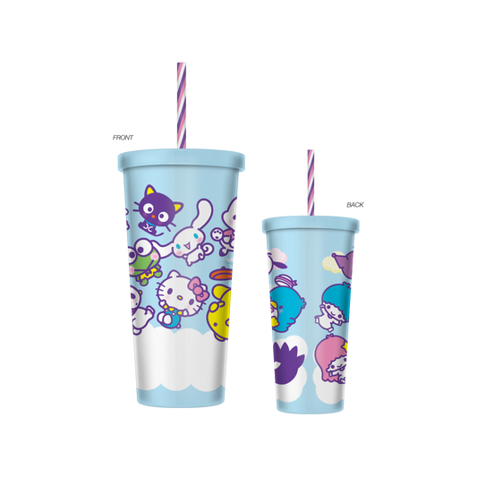 Sanrio Above The Clouds Group Matte 20oz Plastic Tumbler