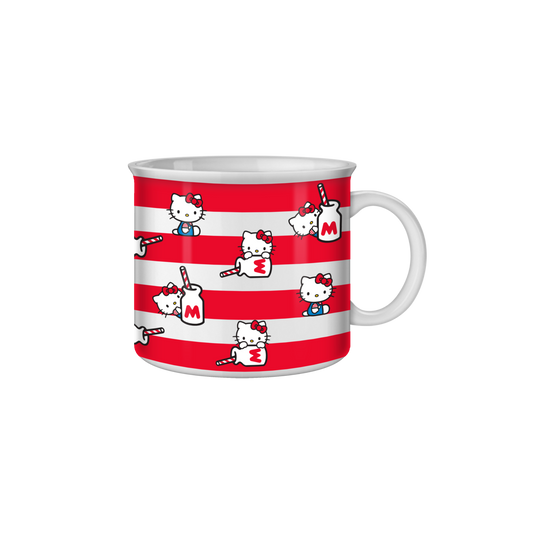 Hello Kitty Milk Bottle Stripe Toss 20oz Ceramic Camper Mug