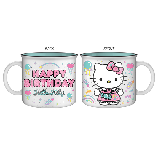 Hello Kitty Happy Birthday Glitter 20oz Ceramic Camper Mug