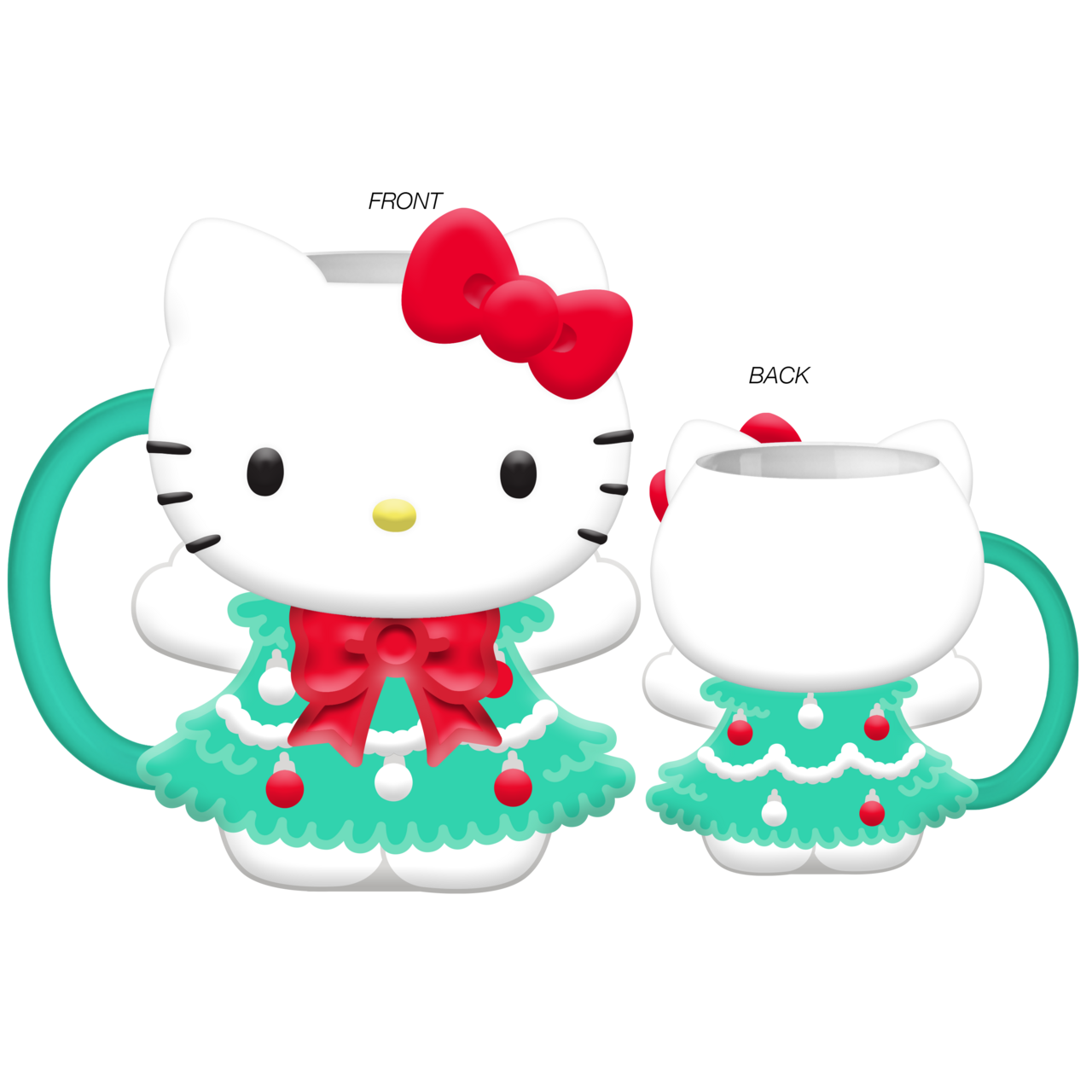 Hello Kitty Holiday Tree Dress Ceramic 3D Sculpted Mug