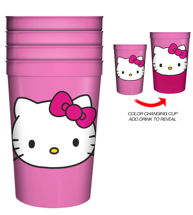 Hello Kitty Face 4pk 15oz Color Change Plastic Cup