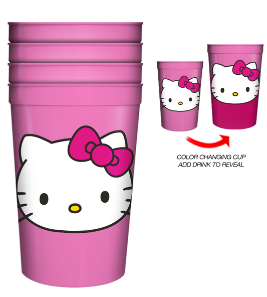 Hello Kitty Face 4pk 15oz Color Change Plastic Cup