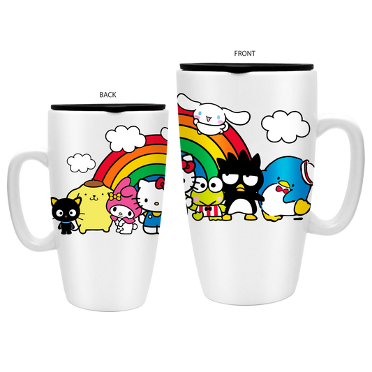 Sanrio Group Shot Rainbow 16oz Ceramic Travel Mug w/ Lid