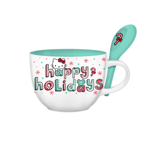 Hello Kitty Happy Holidays 24oz Ceramic Soup Mug w/ Spoon