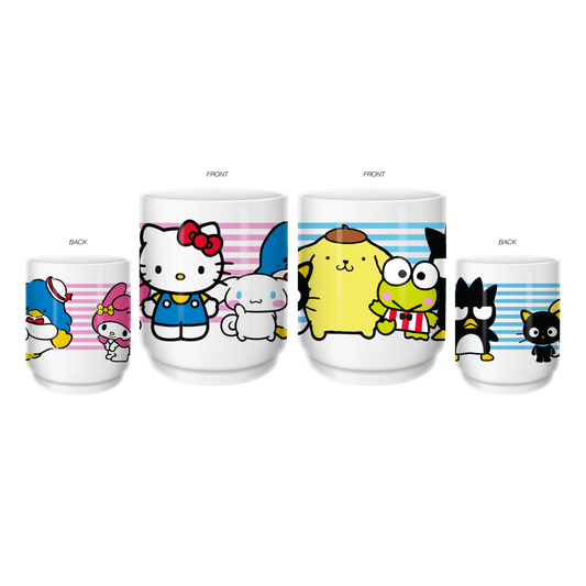 Hello Kitty & Friends Group Stripes 2pc 12oz Asian Tea Cups