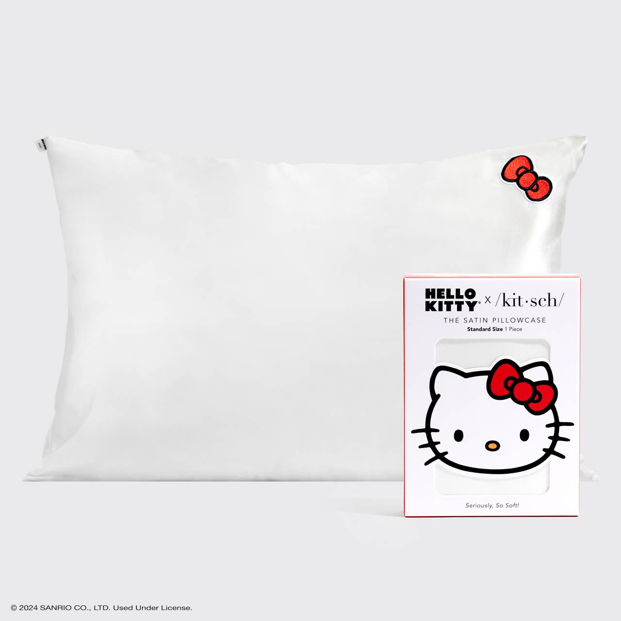 Hello Kitty x Kitsch Pillowcase - Solid Ivory Kitty Bow