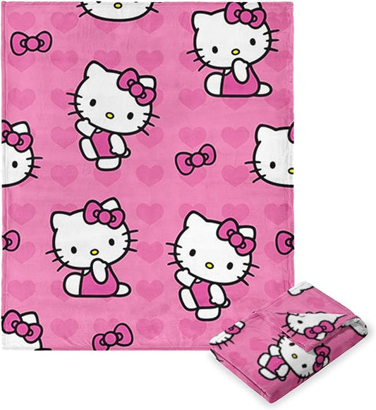 Northwest Hello Kitty Silk Touch Throw Blanket, 50" x 70", I Love Pink